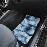 Blue And Black Acid Wash Tie Dye Print Front and Back Car Floor Mats