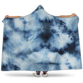 Blue And Black Acid Wash Tie Dye Print Hooded Blanket