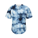 Blue And Black Acid Wash Tie Dye Print Men's Baseball Jersey