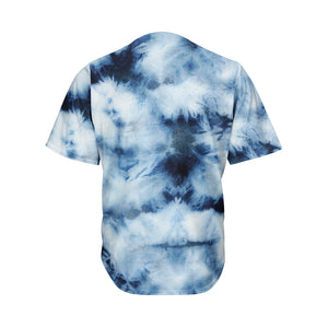 Blue And Black Acid Wash Tie Dye Print Men's Baseball Jersey