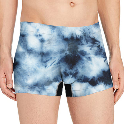 Blue And Black Acid Wash Tie Dye Print Men's Boxer Briefs