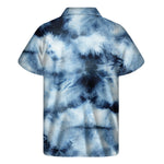 Blue And Black Acid Wash Tie Dye Print Men's Short Sleeve Shirt
