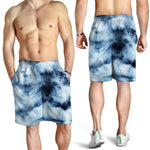Blue And Black Acid Wash Tie Dye Print Men's Shorts