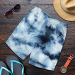 Blue And Black Acid Wash Tie Dye Print Men's Shorts