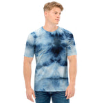 Blue And Black Acid Wash Tie Dye Print Men's T-Shirt