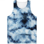 Blue And Black Acid Wash Tie Dye Print Men's Tank Top