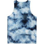 Blue And Black Acid Wash Tie Dye Print Men's Tank Top