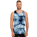 Blue And Black Acid Wash Tie Dye Print Men's Tank Top