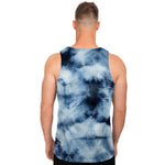 Blue And Black Acid Wash Tie Dye Print Men's Tank Top