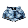 Blue And Black Acid Wash Tie Dye Print Muay Thai Boxing Shorts