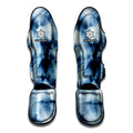 Blue And Black Acid Wash Tie Dye Print Muay Thai Shin Guards
