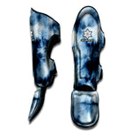 Blue And Black Acid Wash Tie Dye Print Muay Thai Shin Guard