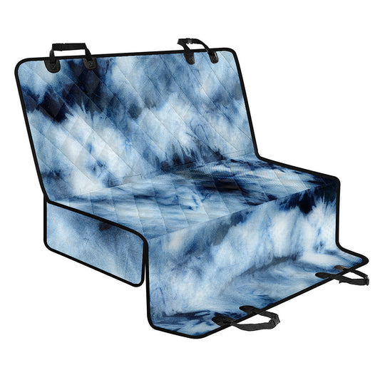 Blue And Black Acid Wash Tie Dye Print Pet Car Back Seat Cover