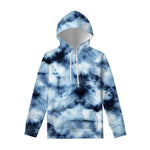 Blue And Black Acid Wash Tie Dye Print Pullover Hoodie