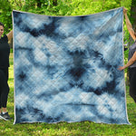 Blue And Black Acid Wash Tie Dye Print Quilt