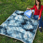 Blue And Black Acid Wash Tie Dye Print Quilt