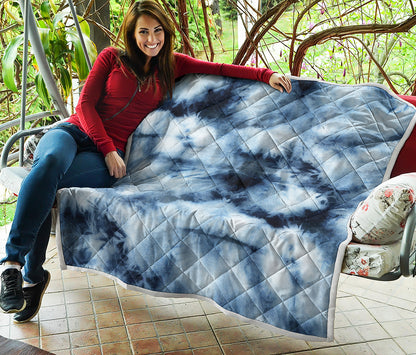 Blue And Black Acid Wash Tie Dye Print Quilt