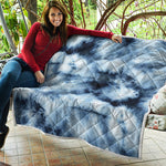 Blue And Black Acid Wash Tie Dye Print Quilt