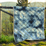 Blue And Black Acid Wash Tie Dye Print Quilt
