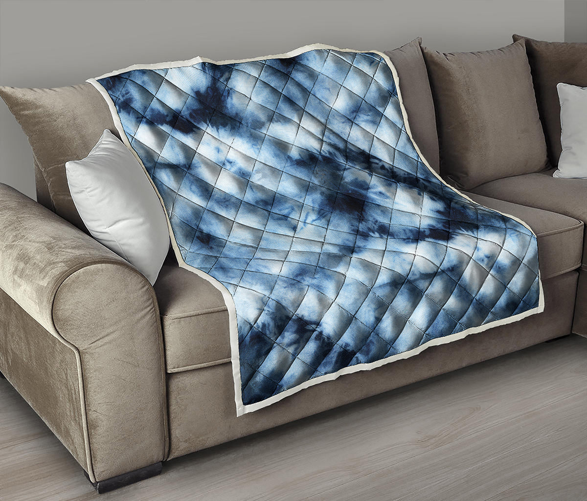 Blue And Black Acid Wash Tie Dye Print Quilt