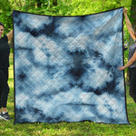 Blue And Black Acid Wash Tie Dye Print Quilt