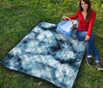 Blue And Black Acid Wash Tie Dye Print Quilt