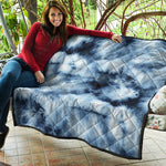 Blue And Black Acid Wash Tie Dye Print Quilt