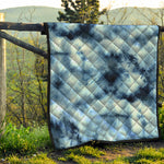 Blue And Black Acid Wash Tie Dye Print Quilt