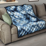 Blue And Black Acid Wash Tie Dye Print Quilt
