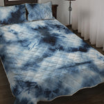 Blue And Black Acid Wash Tie Dye Print Quilt Bed Set