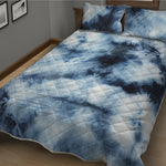 Blue And Black Acid Wash Tie Dye Print Quilt Bed Set