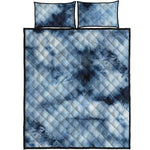Blue And Black Acid Wash Tie Dye Print Quilt Bed Set