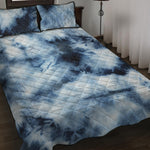Blue And Black Acid Wash Tie Dye Print Quilt Bed Set