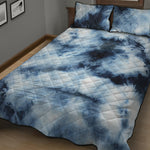 Blue And Black Acid Wash Tie Dye Print Quilt Bed Set