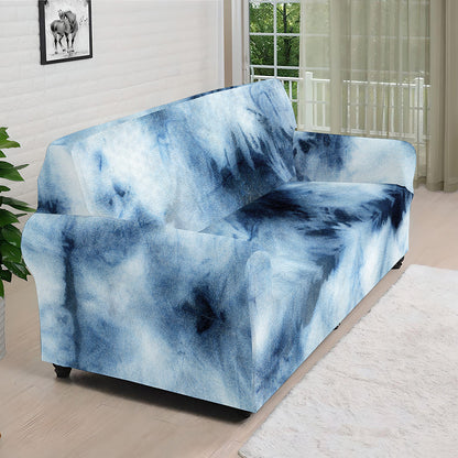 Blue And Black Acid Wash Tie Dye Print Sofa Cover