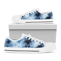 Blue And Black Acid Wash Tie Dye Print White Low Top Sneakers