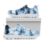 Blue And Black Acid Wash Tie Dye Print White Sneakers