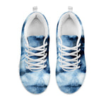 Blue And Black Acid Wash Tie Dye Print White Sneakers