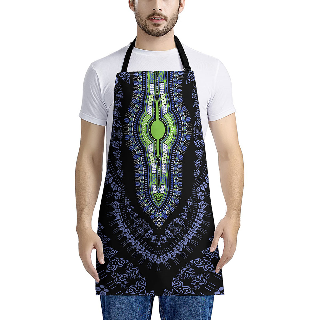 Blue And Black African Dashiki Print Apron