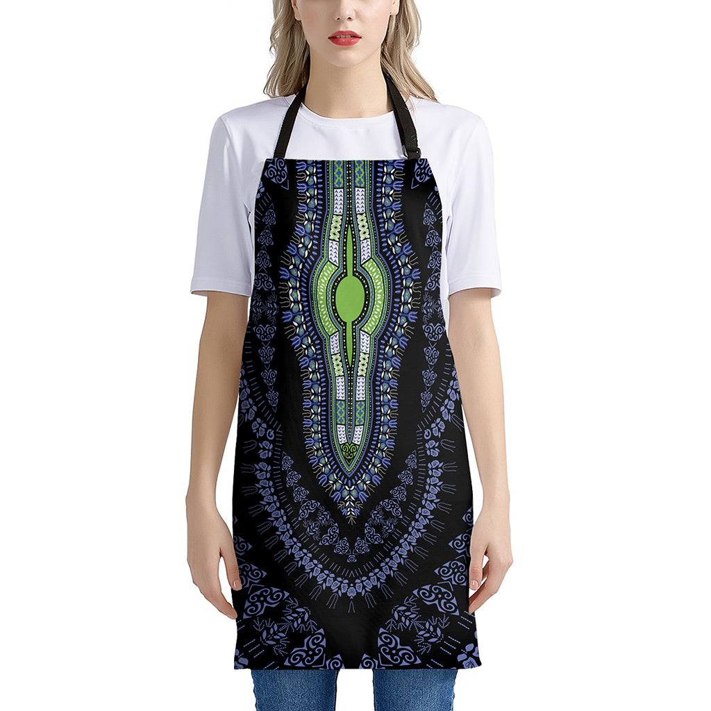 Blue And Black African Dashiki Print Apron