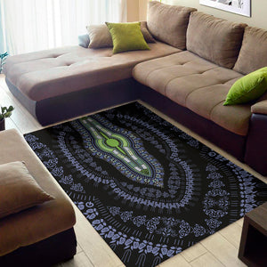 Blue And Black African Dashiki Print Area Rug