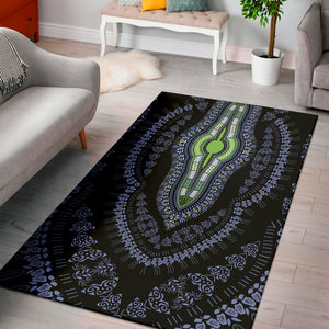 Blue And Black African Dashiki Print Area Rug