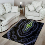 Blue And Black African Dashiki Print Area Rug