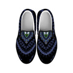 Blue And Black African Dashiki Print Black Slip On Shoes