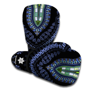 Blue And Black African Dashiki Print Boxing Gloves