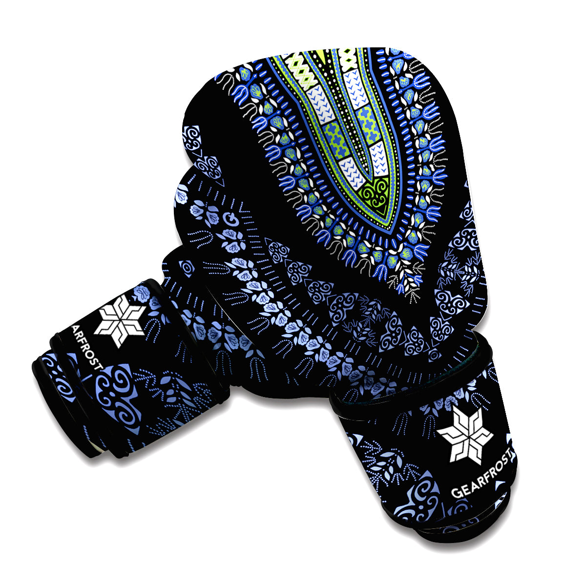 Blue And Black African Dashiki Print Boxing Gloves