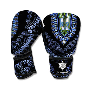 Blue And Black African Dashiki Print Boxing Gloves