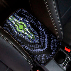 Blue And Black African Dashiki Print Car Center Console Cover