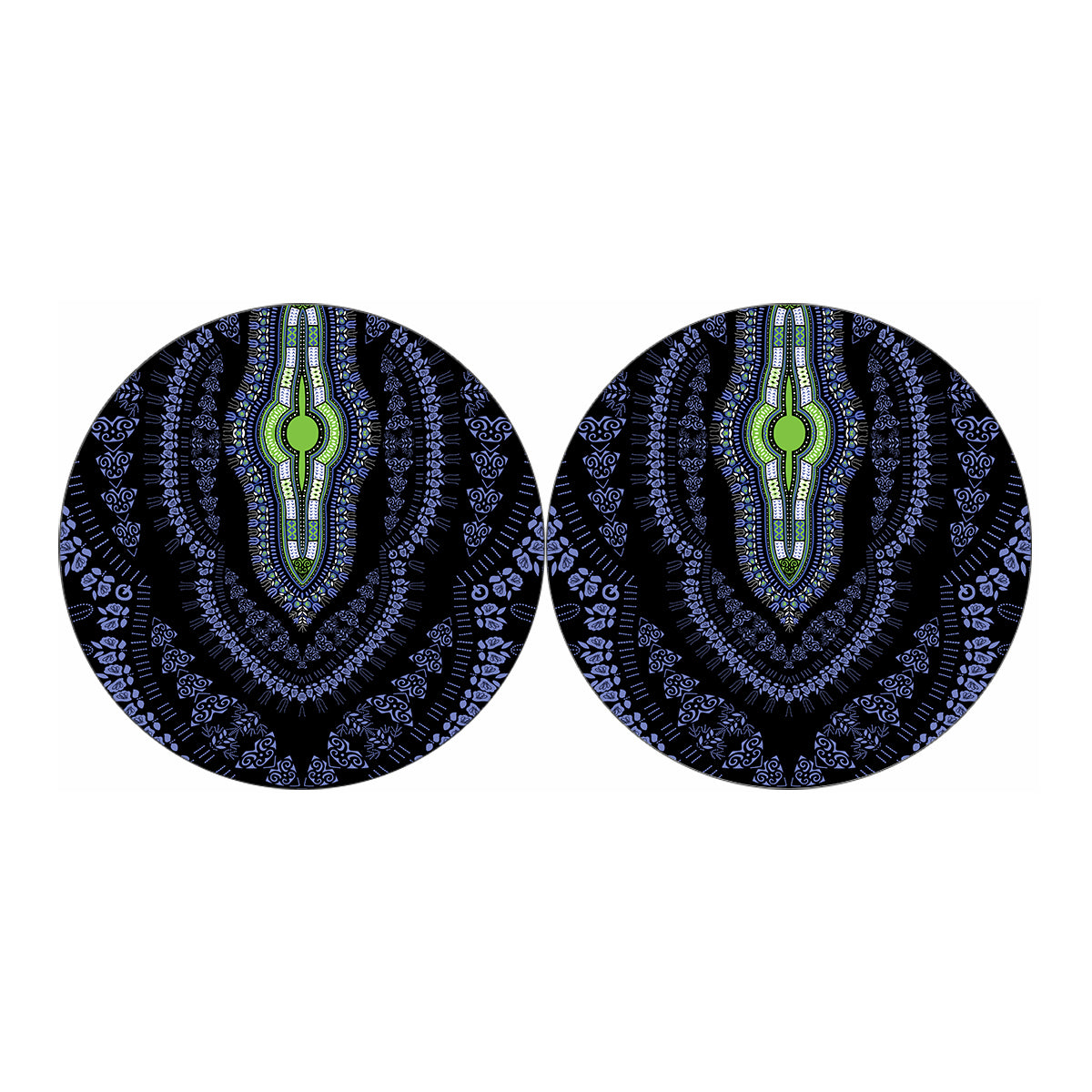 Blue And Black African Dashiki Print Car Coasters
