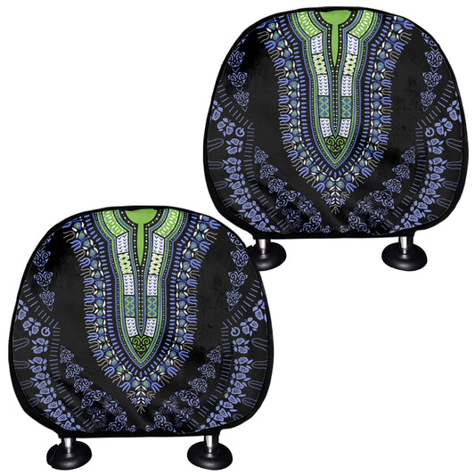 Blue And Black African Dashiki Print Car Headrest Covers